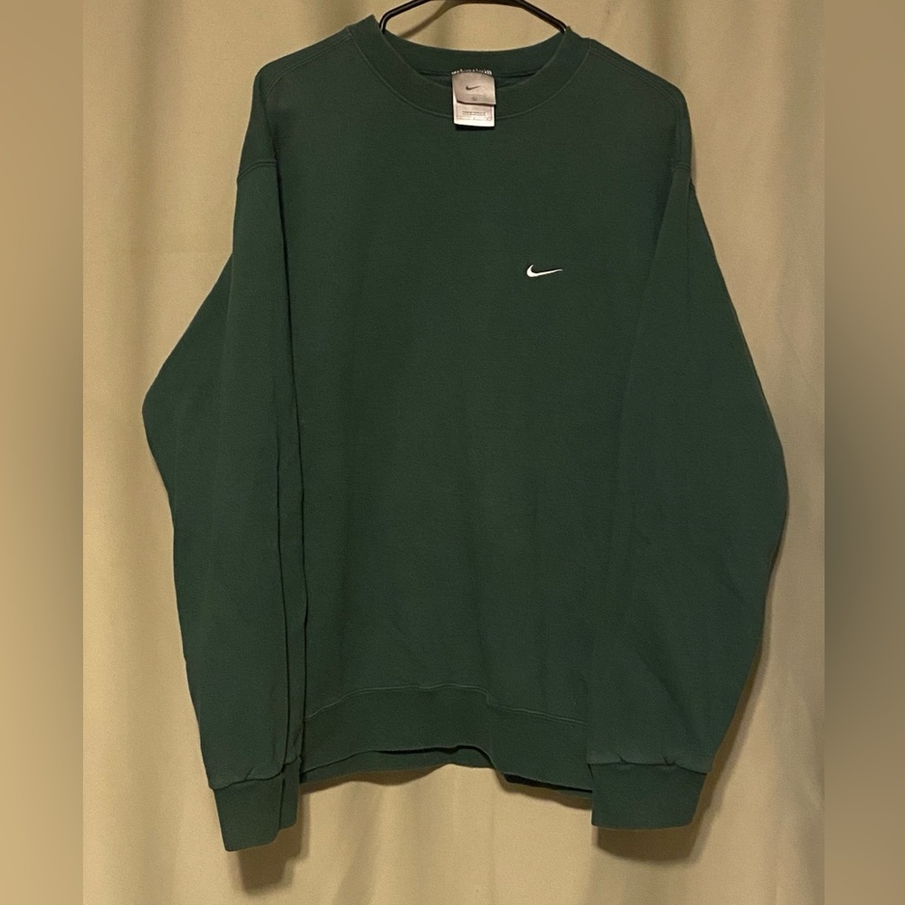 Vintage Nike Embroidered Mini Swoosh Green Crewneck Sweatshirt Size Large